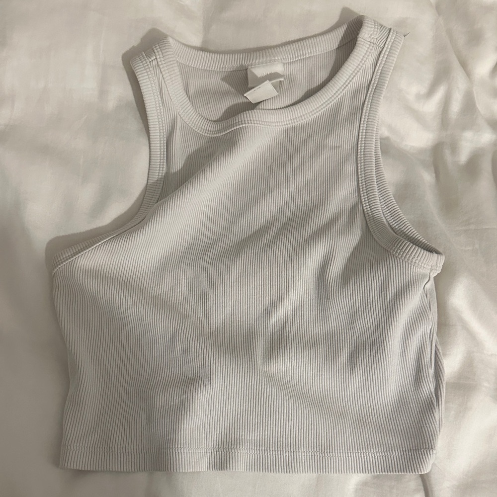 H&M Ribbed Crop Top - Light Gray